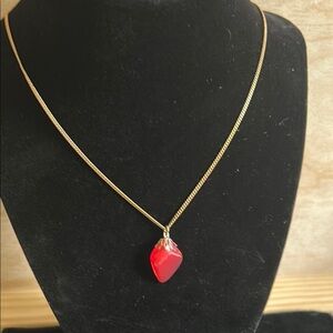Gold Necklace with Red Stone